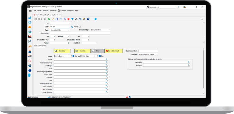 A screenshot of a scheduling interface on a laptop, displaying fields for inputting project details, duration, and maintenance tasks, emphasizing the planning and organization of maintenance activities.