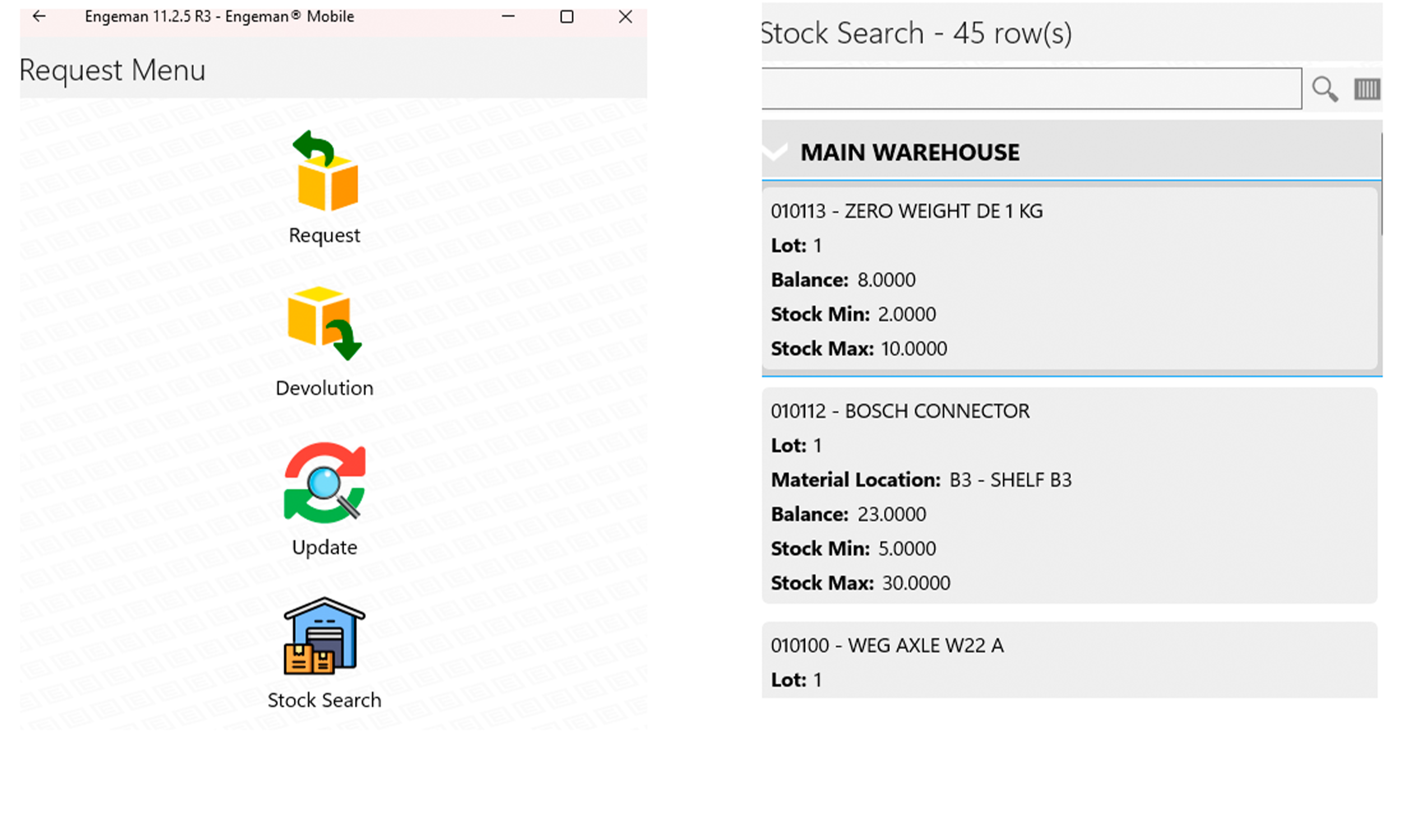 maintenance stock control 1 - Mobile Module